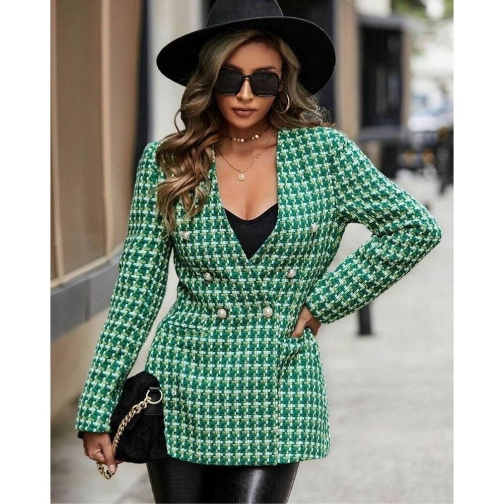ZARA Textured Double Breasted Blazer New